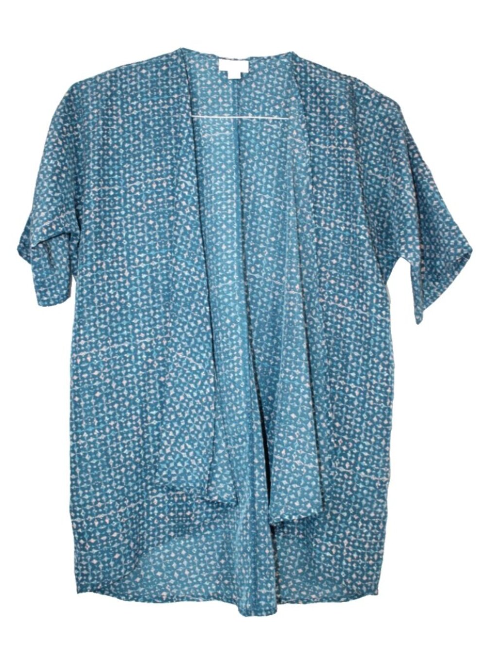 LuLaRoe BIANKA Women's Kimono Duster NWT Size 3 Sheer Teal Green Blue Pattern
